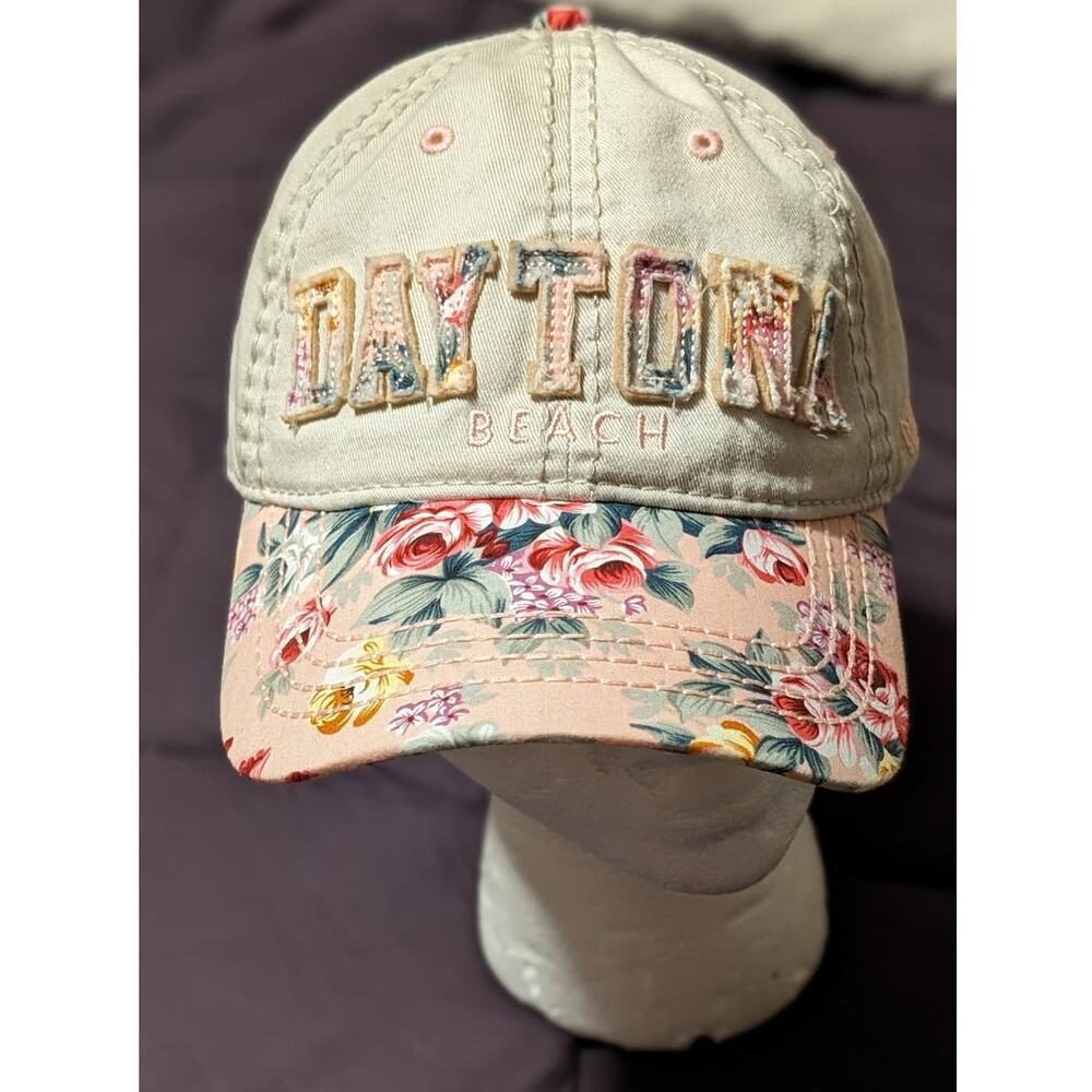 Distressed Floral Patch Daytona Beach Velcro Adjustable Cap by Essencial
